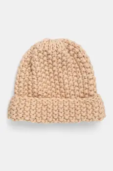 Answear Lab caciula culoarea bej, din tricot gros imagine