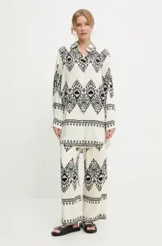 Answear Lab camasa si pantaloni culoarea bej imagine