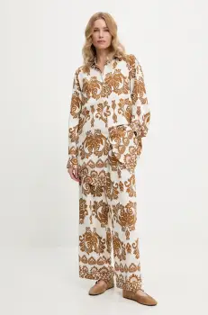 Answear Lab camasa si pantaloni culoarea maro imagine