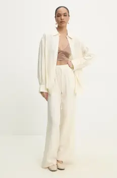 Answear Lab camasa si pantaloni femei, culoarea bej imagine