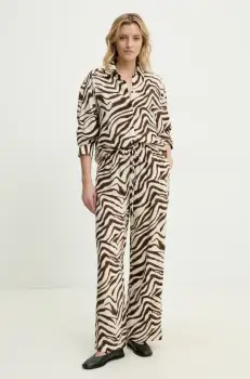 Answear Lab camasa si pantaloni femei, culoarea maro imagine