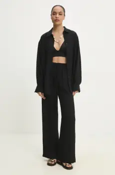 Answear Lab camasa si pantaloni femei, culoarea negru imagine