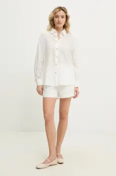 Answear Lab camasa si pantaloni scurti din bumbac culoarea alb imagine