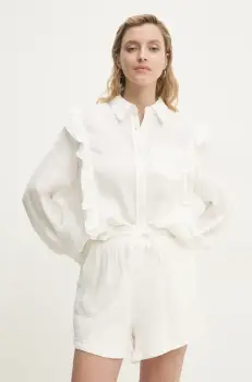 Answear Lab camasa si pantaloni scurti din bumbac femei, culoarea alb imagine