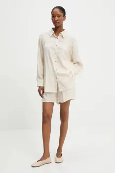 Answear Lab camasa si pantaloni scurti femei, culoarea bej imagine