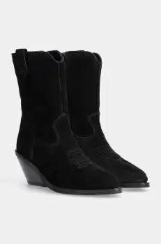 Answear Lab cizme de cowboy din piele intoarsa femei, culoarea negru, cu toc drept, izolare usoara imagine