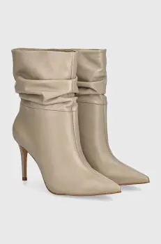 Answear Lab cizme de piele femei, culoarea gri, cu toc cui imagine