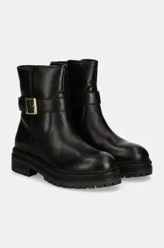 Answear Lab cizme de piele femei, culoarea negru, cu toc plat imagine