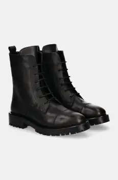 Answear Lab cizme de piele femei, culoarea negru, cu toc plat imagine