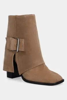 Answear.LAB cizme din piele intoarsa culoarea bej, cu toc drept, izolare usoara imagine