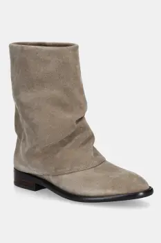 Answear.LAB cizme din piele intoarsa culoarea bej, cu toc plat, izolare usoara imagine