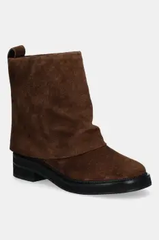 Answear.LAB cizme din piele intoarsa culoarea maro, cu toc plat imagine