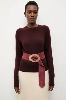 Answear.LAB curea din piele intoarsa culoarea bordo imagine