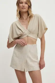 Answear Lab fusta pantaloni culoarea bej, modelator, high waist imagine