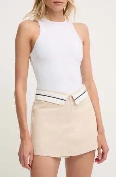 Answear Lab fusta pantaloni culoarea bej, neted, high waist imagine