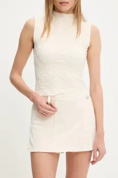 Answear Lab fusta pantaloni culoarea bej, neted, high waist imagine