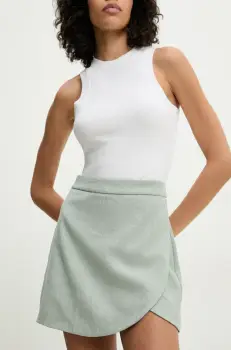 Answear Lab fusta pantaloni femei, culoarea turcoaz, neted, high waist imagine