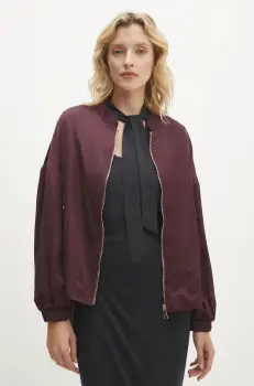 Answear Lab geaca bomber femei, culoarea bordo, de tranzitie, oversize imagine