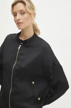 Answear Lab geaca bomber femei, culoarea negru, de tranzitie, oversize imagine