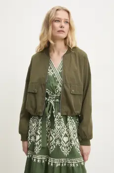 Answear Lab geaca bomber femei, culoarea verde, de tranzitie imagine