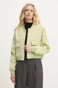Answear Lab geaca bomber femei, culoarea verde, de tranzitie imagine