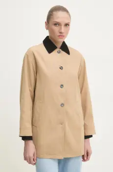 Answear Lab geaca cu aspect de camasa culoarea bej, de tranzitie, oversize imagine