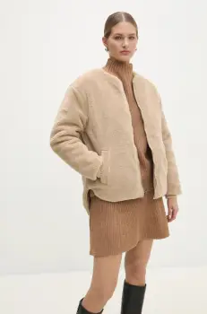 Answear Lab geaca cu doua fete femei, culoarea bej, de tranzitie imagine