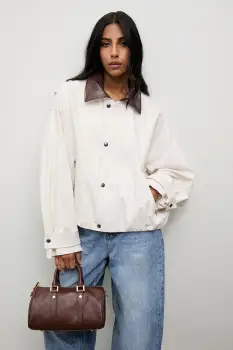 Answear.LAB geaca culoarea bej, de tranzitie, oversize imagine