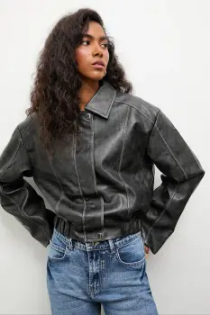 Answear.LAB geaca culoarea gri, de tranzitie, oversize imagine