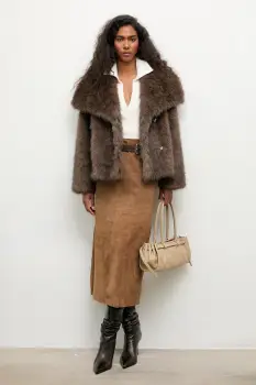 Answear.LAB geaca culoarea maro, de tranzitie imagine