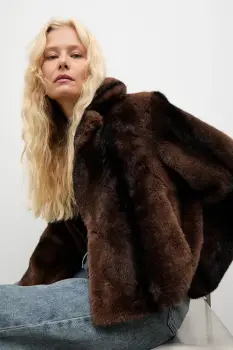 Answear.LAB geaca culoarea maro, de tranzitie imagine