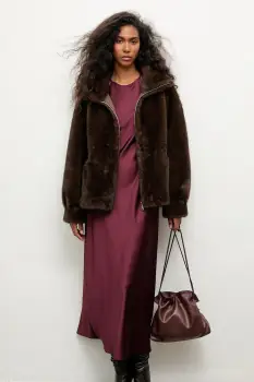 Answear.LAB geaca culoarea maro, de tranzitie, oversize imagine