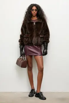 Answear.LAB geaca culoarea maro, de tranzitie, oversize imagine