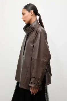 Answear.LAB geaca de piele culoarea maro imagine