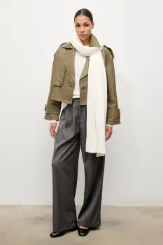 Answear.LAB geaca de piele culoarea verde, de tranzitie, oversize imagine