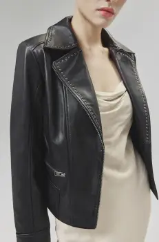 Answear Lab geaca de piele femei, culoarea negru, de tranzitie imagine