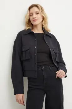 Answear Lab geaca femei, culoarea albastru marin, de tranzitie imagine