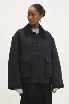 Answear Lab geaca femei, culoarea albastru marin, de tranzitie, oversize imagine