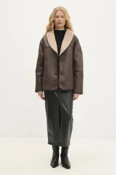 Answear Lab geaca femei, culoarea bej, de tranzitie, oversize imagine