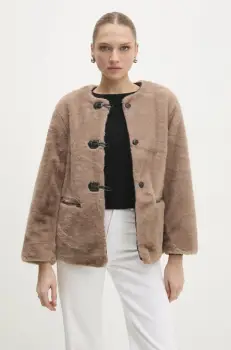 Answear Lab geaca femei, culoarea bej, de tranzitie, oversize imagine