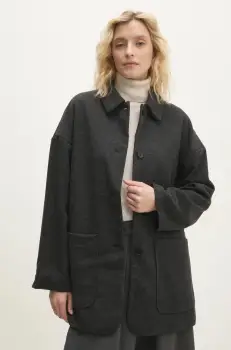 Answear Lab geaca femei, culoarea gri, de tranzitie, oversize imagine