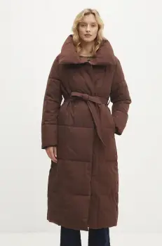 Answear Lab geaca femei, culoarea maro, de iarna imagine