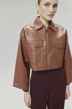 Answear Lab geaca femei, culoarea maro, de tranzitie imagine