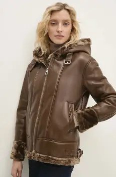 Answear Lab geaca femei, culoarea maro, de tranzitie, oversize imagine