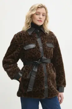 Answear Lab geaca femei, culoarea maro, de tranzitie, oversize imagine