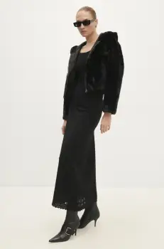 Answear Lab geaca femei, culoarea negru, de tranzitie, oversize imagine