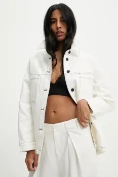 Answear Lab geaca jeans culoarea alb, de tranzitie imagine