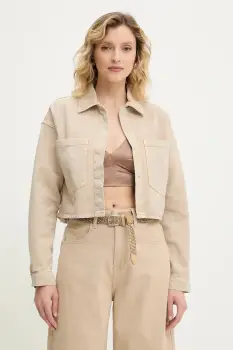 Answear Lab geaca jeans culoarea bej, de tranzitie, oversize imagine