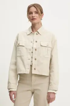 Answear Lab geaca jeans culoarea bej, de tranzitie, oversize imagine