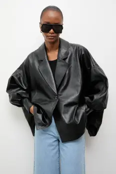 Answear.LAB geaca oversize pentru femei, din piele BALO Unscripted Collection imagine